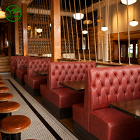 Vente d'usine : Mobilier de restaurant de luxe, banquette en forme de U, sièges en cuir et bois, ensembles table et chaises pour bar et restaurant
