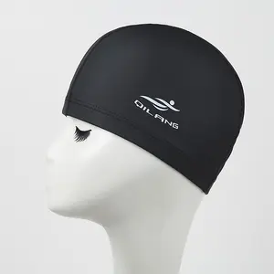 Topi renang PU warna campur cetak layar tahan air grosir untuk pria dan wanita untuk dewasa berenang hiburan