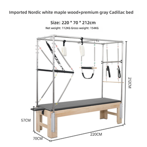 Cama Reformer de Pilates Ajustable de Madera de Arce con Diseño de Equilibrio Corporal para Gimnasio, Estudio de Pilates o Sala de Trabajo - Product Image 1