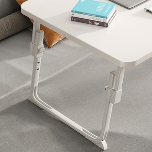 Height Adjustable Foldable Computer <b>Desk</b> With Drawer Portable Bedside Table For Dorm Study <b>Work</b> Modern Simple Style Pearl White - Product Image 3
