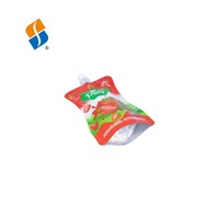 Op maat gemaakte glanzende aluminiumfolie plastic doypack zakken met uitgiettuit voor fruit, aardbeien en sap, voedselveilige zakken met uitgiettuit