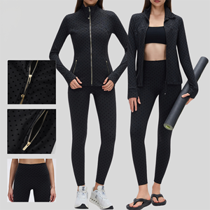 Conjunto de Chaqueta de Yoga con Puntos Negros, Última Moda, Secado Rápido, Ajuste Ceñido, para Fitness y Yoga, Disponible en Almacén de EE. UU. - Product Image 4