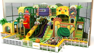 Trampoline d'intérieur sur le thème de <span class=keywords><strong>la</strong></span> jungle avec toboggan LED et piscine à balles, construction en PVC et mousse, sûr pour les enfants - Product Image 4