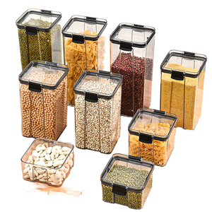 Bocaux de conservation alimentaire modernes en plastique PET hermétiques, adaptés au congélateur, durables, pour la cuisine, contenants pour aliments et boissons, café, thé, épices, aliments secs - Product Image 1