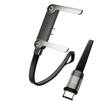 Cable USB C a USB C de 240W con Carga Rápida PD, Cable Trenzado Tipo-C con Soporte para Teléfono Ajustable de 360 Grados Integrado para Laptop y Teléfono