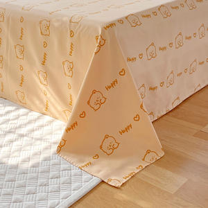 100% polyester 4 pièces doux Double brossé microfibre ensemble de literie hypoallergénique sans rides moderne dessin animé feuille housse de couette - Product Image 2