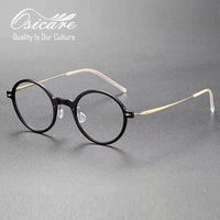 Meilleur choix : Montures de lunettes de vue rondes en titane pour hommes, design optique de Shenzhen, avec charnières, pour myopie