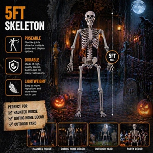 <span class=keywords><strong>Esqueleto</strong></span> <span class=keywords><strong>de</strong></span> Halloween <span class=keywords><strong>de</strong></span> 165 cm, tamaño real, articulado, realista, para decoración <span class=keywords><strong>de</strong></span> casas embrujadas y eventos <span class=keywords><strong>de</strong></span> Halloween. - Product Image 5