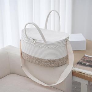 Bolsa <span class=keywords><strong>de</strong></span> pañales portátil para coche con cuerda <span class=keywords><strong>de</strong></span> algodón para pañales y artículos esenciales para bebés con correa para el hombro - Product Image 6