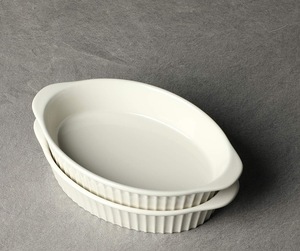 Petit plat à <span class=keywords><strong>gratin</strong></span> ovale en porcelaine, ustensiles <span class=keywords><strong>de</strong></span> cuisson avec double poignée pour la cuisine et la maison - Product Image 6