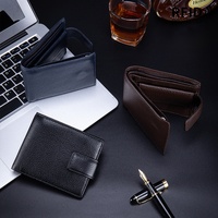 Dompet Lipat Tipis Pria Kulit Asli Mewah Vintage, Penahan Kartu RFID, Penjepit Uang, Kantong Koin untuk Pria