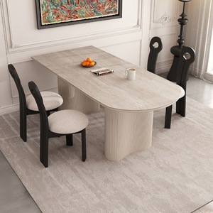 Juego de mesa de comedor ovalada de madera maciza de 4 piezas con estructura de marco duradero para comedor - Product Image 3