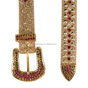 SUNDO Thắt Lưng Kim Cương Cao Bồi Kiểu Phương Tây BB Thiết Kế Mới Thắt Lưng Vàng Hồng Da Thật Cho Nam Nữ Thắt Lưng Kim Cương Giả Sang Trọng Lấp Lánh - Product Image 4
