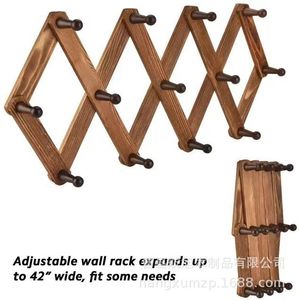 Estante de almacenamiento de madera para montar en la pared, extensible, 3 capas, perchero multiusos, organizador de llaveros, ajustable para uso doméstico - Product Image 2
