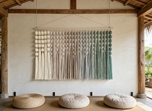 Rideau en macramé fait main en laine, tissé, style bohème, pour <span class=keywords><strong>porte</strong></span>, fenêtre ou mur, idéal pour la décoration de la maison ou des hôtels (vente en gros) - Product Image 4