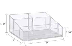 Compact rectangulaire 4 compartiments acrylique transparent vanité maquillage organisateur présentoir brosses ombre à paupières Palettes fournitures de beauté - Product Image 2
