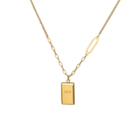 Collier pendentif brique d'or en acier titane, inaltérable, chaîne de clavicule de luxe léger pour femme