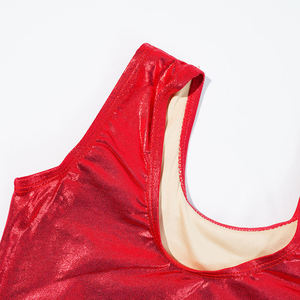 Conjunto de Leotardo Metálico Brillante para <span class=keywords><strong>Gimnasia</strong></span> <span class=keywords><strong>Rítmica</strong></span> para Niñas, <span class=keywords><strong>Traje</strong></span> de <span class=keywords><strong>Gimnasia</strong></span> sin Mangas de Spandex con Pantalones Cortos, Venta al Por Mayor Personalizada - Product Image 5