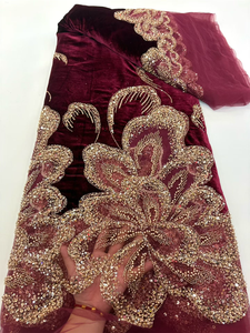 Tessuto in Pizzo NI.AI con Perline e Paillettes, Rete in Velluto Nigeriano <span class=keywords><strong>per</strong></span> <span class=keywords><strong>Abiti</strong></span> <span class=keywords><strong>da</strong></span> Cerimonia e Matrimonio - Product Image 3