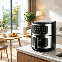 Friteuse à air Clear View avec panneau tactile intelligent 360 °   Appareil de cuisson de comptoir à circulation d'air chaud pour la cuisine domestique
