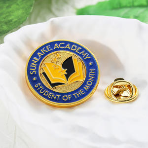 Nuevos pines <span class=keywords><strong>de</strong></span> solapa redondos chapados en oro y plata para escuela o <span class=keywords><strong>academia</strong></span>, con logotipo personalizado, letras, aleación <span class=keywords><strong>de</strong></span> zinc, metal, 2D, 3D, esmalte personalizado - Product Image 3