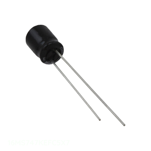 Condensateur radial TH en aluminium 47 µF 20 % 16 V, canal fabricant, traversant le boîtier, 47 uF 16MS747KEFC5X7 - Product Image 1