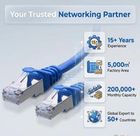Cable de Red Ethernet Blindado SFTP Cat6A Cat7, Conductor de Cobre Trenzado Desnudo RJ45 26AWG, PVC