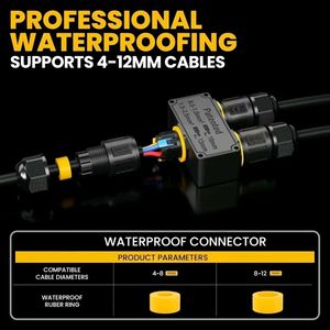 IP68 3-cách nhanh chóng kết nối cáp chống thấm nước kết nối y-hình đẩy dây 4mm-11mm cáp đồng và PC nhà ở - Product Image 5