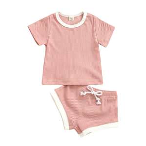 Conjuntos de Ropa de Verano para Niños al por Mayor, Conjuntos de Ropa de Manga Corta para Bebés, Conjuntos de Ropa de Canalé para Niños y Niñas - Product Image 2