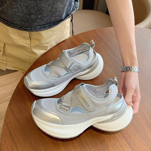 Sandales <span class=keywords><strong>de</strong></span> sport montantes à lacets pour <span class=keywords><strong>femme</strong></span>, modèle été 2026, à semelle épaisse, avec empeigne en maille respirante ajourée, style Dad Shoes, blanc - Product Image 6