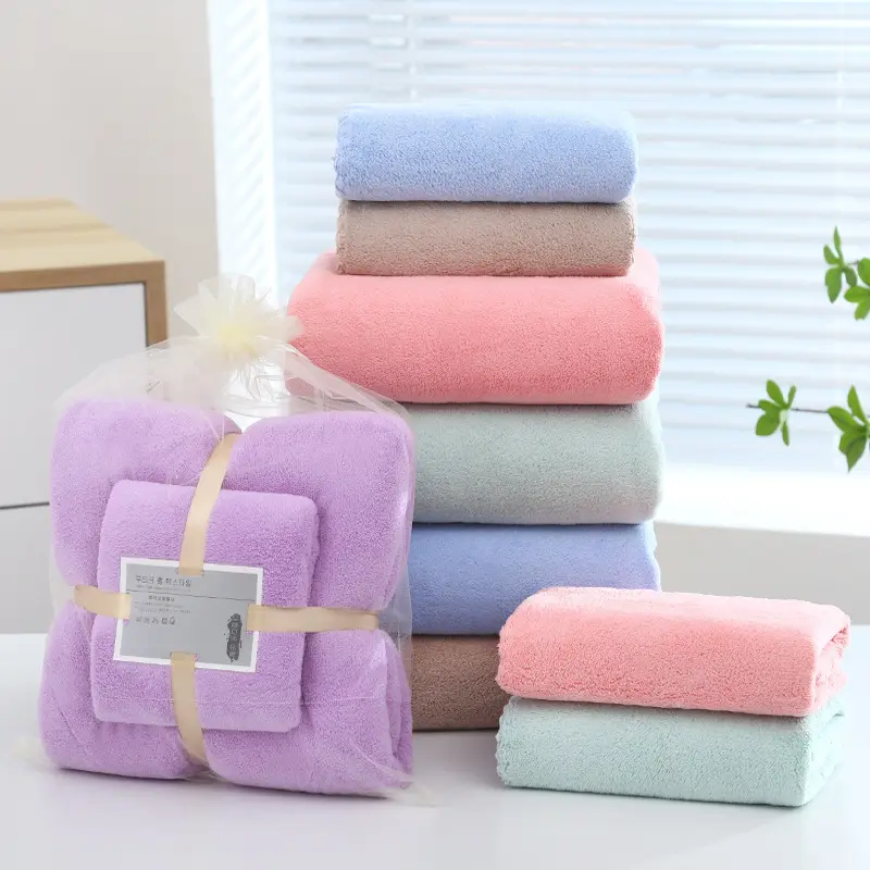 Ensemble de serviettes en velours de corail doux et absorbant pour adultes et enfants, serviette à main pour le visage, ensemble de serviettes de ménage, offre spéciale, nouveau