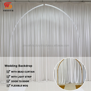 LEDA Party Event Aisle Decor Metal LED <b>Light</b> Arch Wrought Iron Beaded <b>Curtain</b> Background for Wedding - Product Image 2