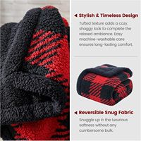 Plaid d'hiver ultra doux réversible double face en sherpa, motif pied-de-poule, épais, chaud, moelleux et duveteux, 100% polyester