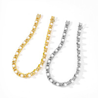 Collar de Cadena con Círculos de Perlas de Aleación de Zinc, Dorado y Plateado, con Cristales, para Hombres y Mujeres, Joyería Hepburn, Accesorios de Moda, Regalo