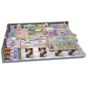 Macaron Indoor Playground Amusement Set 423sqm/4553sqft Blue Magenta Bounce House Ball <b>Pool</b> Racing <b>Slide</b> Roller <b>Slide</b> School - Product Image 3