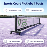 Poste de Pickleball para Cancha Deportiva, Poste de Pickleball con Ruedas Giratorias de Alta Resistencia, Ancho de 6830 mm, Altura de 914 mm, CE