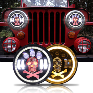 Faro Delantero LED de 7 Pulgadas con Diseño de Calavera, Iluminación RGB, Luz de Conducción Diurna DRL, Faro Redondo para Ford Ranger, Jeeps Wranglers JK JL - Product Image 6