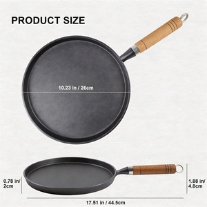 <strong>How</strong> <strong>to</strong> Use Cast Iron Griddle Pan 20/23/26cm Pre Seasoned Smooth Tortilla Skillet for Dosa Crepe Eggs - Product Image 4