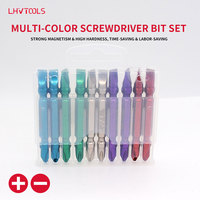 LJ-85 10 embouts de tournevis double embout Phillips et plat 65 mm, revêtement couleur, acier S2, tige hexagonale, étui télescopique, DIY OEM