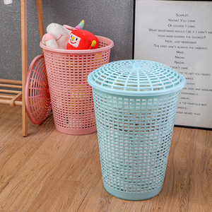 Plastic <b>Storage</b> Basket with Lid Large Capacity Laundry <b>Hamper</b> for Bathroom Organization - Product Image 2