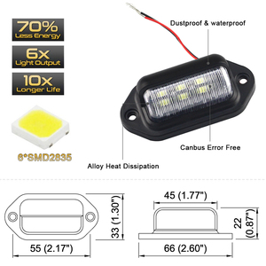 Luz LED para Matrícula <span class=keywords><strong>RANPO</strong></span> de 12V con Certificación CE para Automóviles, Barcos, Motocicletas, Aeronaves, Vehículos Recreativos, Camiones, Remolques, Exterior - Product Image 2