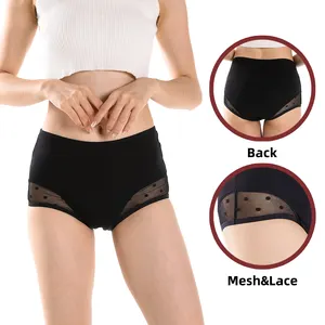 LYNMISS-bragas a prueba de fugas para mujer, pantalones fisiológicos menstruales absorbentes de 4 capas, culotte de etiqueta privada