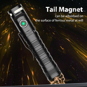 Lampe torche EDC puissante en alliage d'aluminium compacte, rechargeable, avec queue magnétique rotative, portée du faisceau de 150 m, IP44, 1400 lumens, faisceau spot - Product Image 4