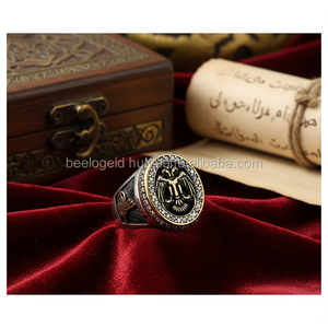 925K Sterling Silver Double Head Eagle Ottoman Tugra <b>Men</b> <b>Ring</b> - Product Image 3