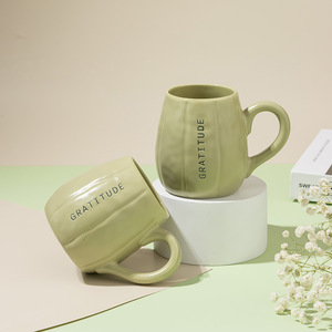 <span class=keywords><strong>Mug</strong></span> en céramique créatif avec lettres en relief en forme de citrouille, texte et logo personnalisés, style Instagram, pour usage domestique, pour le thé/l'eau - Product Image 4