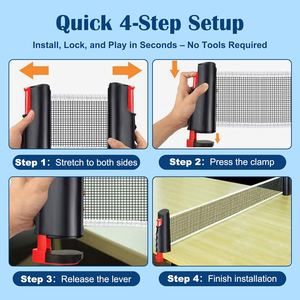 Filet <span class=keywords><strong>de</strong></span> <span class=keywords><strong>tennis</strong></span> <span class=keywords><strong>de</strong></span> <span class=keywords><strong>table</strong></span> portable professionnel réglable et rétractable pour intérieur avec matériau durable en ABS + nylon - Product Image 3