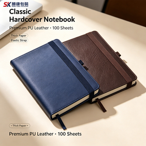 SK Classic Hardcover <b>Notebook</b> Premium PU Leather 100 Sheets <b>Thick</b> Paper Elastic Strap - Product Image 1