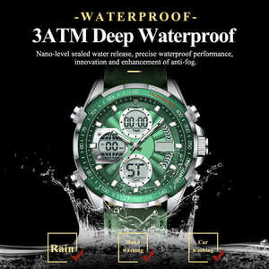 Jam Tangan Pria POEDAGAR E108 Quartz <span class=keywords><strong>Analog</strong></span> LED Digital Chronograph Tali Kulit 3ATM Tahan Air Multi Fungsi Kalender Reloj - Product Image 4
