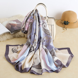 Syal sutra simulasi ibu Fashion musim semi dan musim panas, syal pantai pelindung matahari tipis ringan bepergian 90*180cm 2025 - Product Image 2