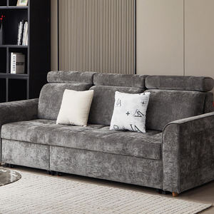 أرائك قابلة للطي مغطاة بقماش رمادي مع أذرع ومقاعد قابلة للتحويل إلى سرير لغرفة المعيشة وغرفة النوم - Product Image 1